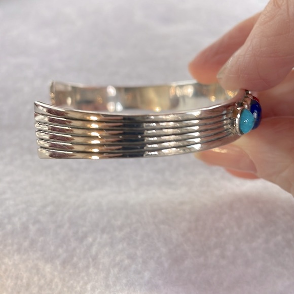 Multi Stone Sterling Cuff Bracelet - Picture 2 of 4